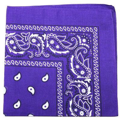 Pack of 5 X-Large Paisley Cotton Printed Bandana - 27 x 27 inches(Purple) Image 1