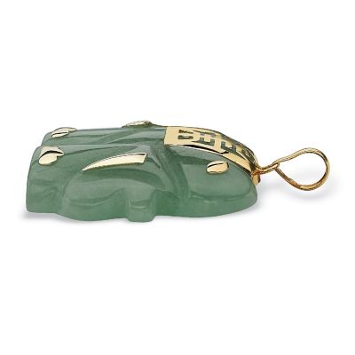 PalmBeach Jewelry 14K Yellow Gold Genuine Green Jade Good Luck Elephant Charm Pendant (33mm) Size 0 Image 1