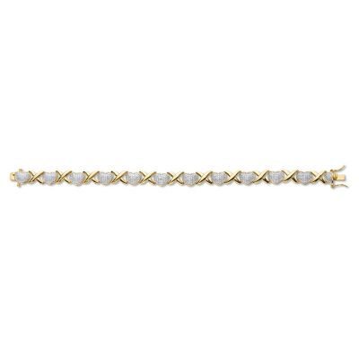 PalmBeach Jewelry 18K Yellow Gold Plated Genuine Diamond Accent Hearts and Kisses Link Bracelet 7.5" Size Image 3