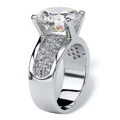 PalmBeach Jewelry Platinum-plated Round Cubic Zirconia Engagement Ring Sizes 5-10 Size 5 Image 1