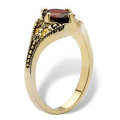 PalmBeach Jewelry Yellow Gold-plated Antiqued Oval Cut Genuine Red Garnet Vintage Style Ring Sizes 5-10 Size 10 Image 1
