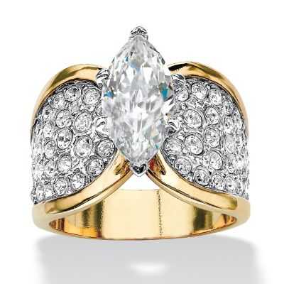 PalmBeach Jewelry Yellow Gold-plated Marquise Cut Cubic Zirconia and Round Crystals Engagement Ring Sizes 7-12 Size 8 Image 1