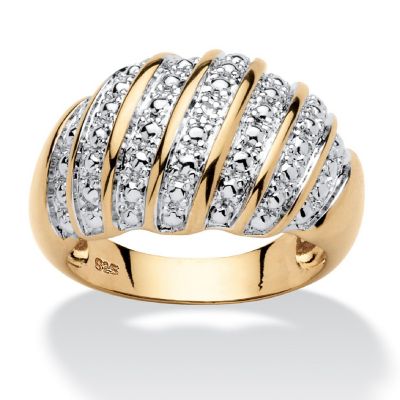 PalmBeach Jewelry Yellow Gold-plated Sterling Silver Genuine Diamond Accent Dome Ring Sizes 6-10 Size 8 Image 1
