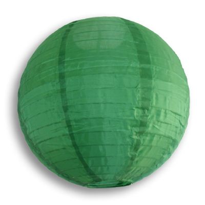 PaperLanternStore 12 Inch Emerald Green Shimmering Nylon Lantern, Parallel Ribbing, Durable Image 1