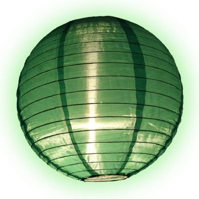 PaperLanternStore 12 Inch Emerald Green Shimmering Nylon Lantern, Parallel Ribbing, Durable Image 1
