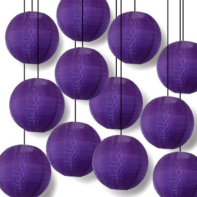 PaperLanternStore 12 PACK 14" Dark Purple Shimmering Nylon Lantern, Even Ribbing, Durable Image 2