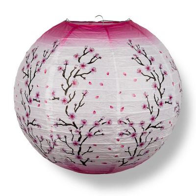 PaperLanternStore 12 PACK 14" Pink Cherry Blossom Tree Japanese Paper Lantern Image 3