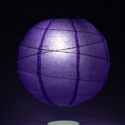 PaperLanternStore 12" Plum Purple Round Paper Lantern, Crisscross Ribbing Image 3