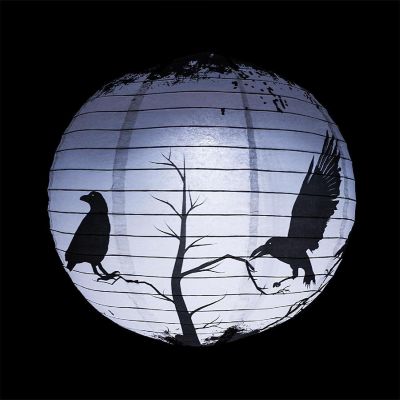 PaperLanternStore 14" Halloween Crows Scary Black Birds Paper Lantern Image 1