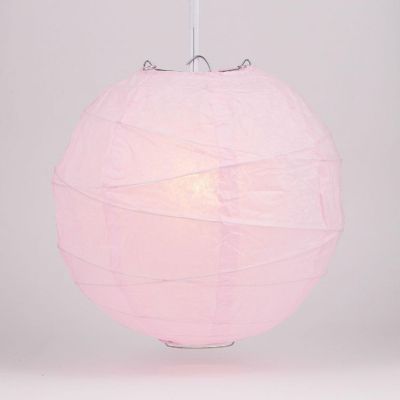 PaperLanternStore 20" Pink Round Paper Lantern, Crisscross Ribbing Image 1