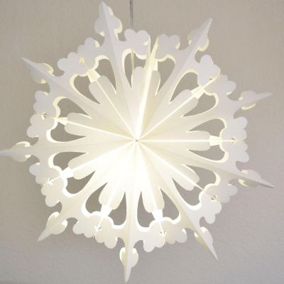PaperLanternStore 24" White Winter Clover Christmas Holiday Snowflake Paper Star Lantern Image 1