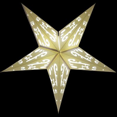 PaperLanternStore 3-PACK 24" White Harmony Illuminated Paper Star Lantern, with LED Bulbs and Lamp Cord Light Included Image 2