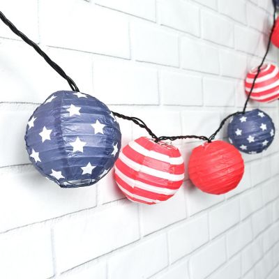 PaperLanternStore 4" 4th of July Red, White and Blue Round Paper Lantern, Even Ribbing (10 PACK ) (String Light Sold Separately) Image 1
