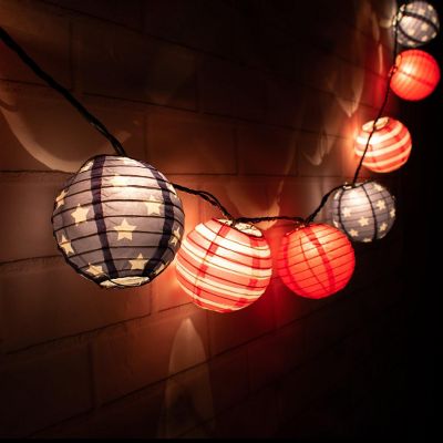 PaperLanternStore 4" 4th of July Red, White and Blue Round Paper Lantern, Even Ribbing (10 PACK ) (String Light Sold Separately) Image 2