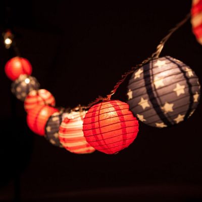 PaperLanternStore 4" 4th of July Red, White and Blue Round Paper Lantern, Even Ribbing (10 PACK ) (String Light Sold Separately) Image 3