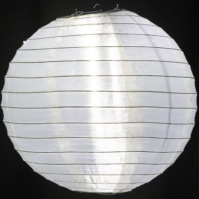 PaperLanternStore 4" Beige / Ivory Round Shimmering Nylon Lantern, Even Ribbing (10 PACK ) (String Light Sold Separately) Image 1