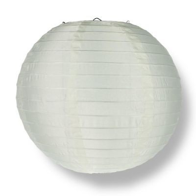 PaperLanternStore 4" Beige / Ivory Round Shimmering Nylon Lantern, Even Ribbing (10 PACK ) (String Light Sold Separately) Image 2