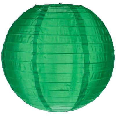 PaperLanternStore 4" Emerald Green Round Shimmering Nylon Lantern, Even Ribbing (10 PACK ) (String Light Sold Separately) Image 1