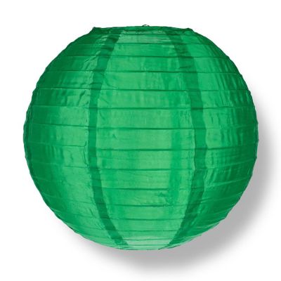 PaperLanternStore 4" Emerald Green Round Shimmering Nylon Lantern, Even Ribbing (10 PACK ) (String Light Sold Separately) Image 2