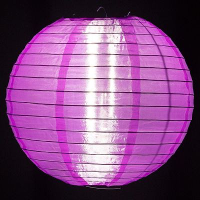PaperLanternStore 4" Violet Round Shimmering Nylon Lantern, Even Ribbing (10-PACK ) (String Light Sold Separately) Image 1