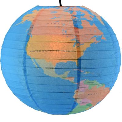 PaperLanternStore 5 PACK 14" Geographical World Map Earth Globe Paper Lantern Hanging Classroom & Party Decoration Image 1