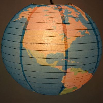 PaperLanternStore 5 PACK 14" Geographical World Map Earth Globe Paper Lantern Hanging Classroom & Party Decoration Image 3