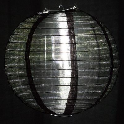 PaperLanternStore BLOWOUT 4" Black Round Shimmering Nylon Lantern, Even Ribbing (10 PACK ) (String Light Sold Separately) Image 1