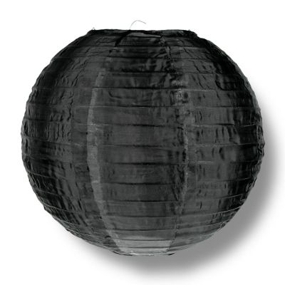 PaperLanternStore BLOWOUT 4" Black Round Shimmering Nylon Lantern, Even Ribbing (10 PACK ) (String Light Sold Separately) Image 2