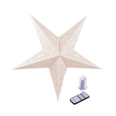 PaperLanternStore Illuminated White Kraftskiva Cordless Lighted Star Lantern,Battery Powered Omni360 Combo Kit Image 1