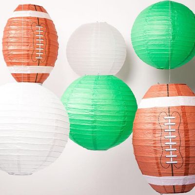 PaperLanternStore New York Pro Football Paper Lanterns 6pc Combo Tailgating Party PACK (Green/White) Image 1