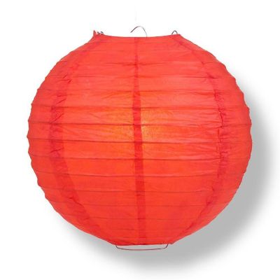 PaperLanternStore Red and Gold Party PACK Parallel Ribbed Paper Lantern Combo Set (12 pc Set) Image 2