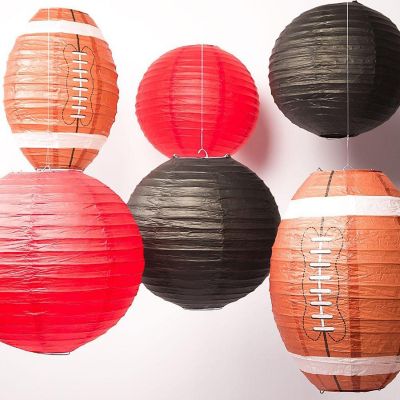 PaperLanternStore Tampa Bay Pro Football Paper Lanterns 6pc Combo Tailgating Party PACK (Red/Black) Image 1