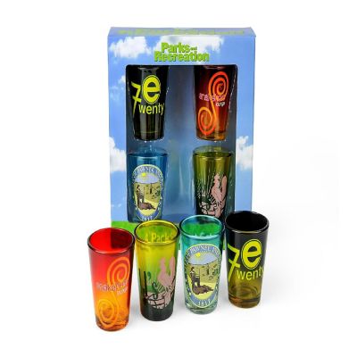 Parks and Recreation Location Logos 4 Piece Shot Glass Set Image 1