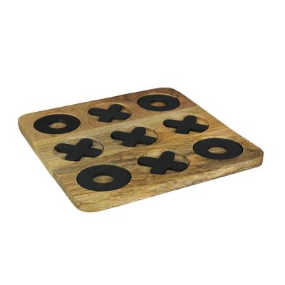 PD Home & Garden Carved Wooden Tabletop Tic Tac Toe Game Hand Painted X and O 11.75 Inch Image 1