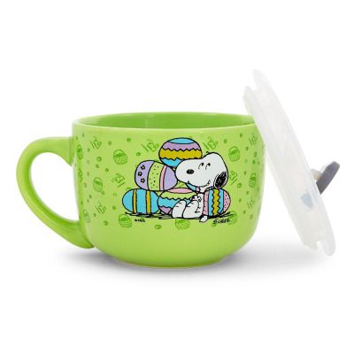 Peanuts Snoopy Easter Pastel Green Soup Mug With Vented Lid  Holds 24 Ounces Image 1