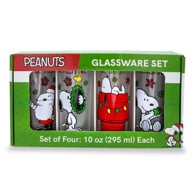 Peanuts Snoopy Holiday Fun 10-Ounce Pint Glasses  Set of 4 Image 1