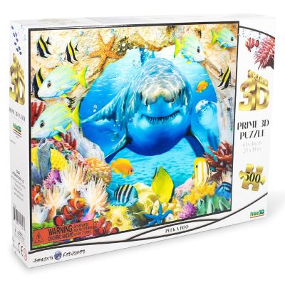 Peek-A Boo Shark in the Deep Blue Sea Super 3D 500 Piece Jigsaw Puzzle Image 1