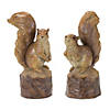 Perched Squirrel On Tree Stump Figurine (Set Of 2) 13"H Resin Image 1