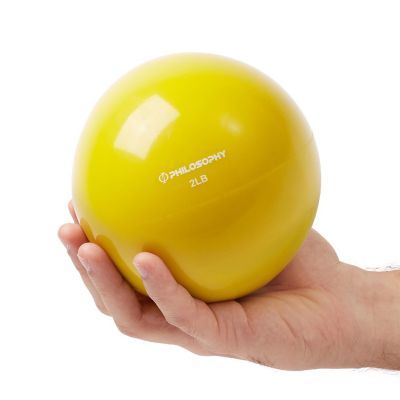 Philosophy Gym Toning Ball, 2 LB, Yellow - Soft Weighted Mini Medicine Ball Image 1