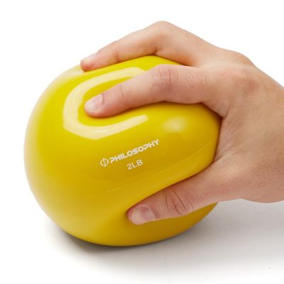 Philosophy Gym Toning Ball, 2 LB, Yellow - Soft Weighted Mini Medicine Ball Image 2