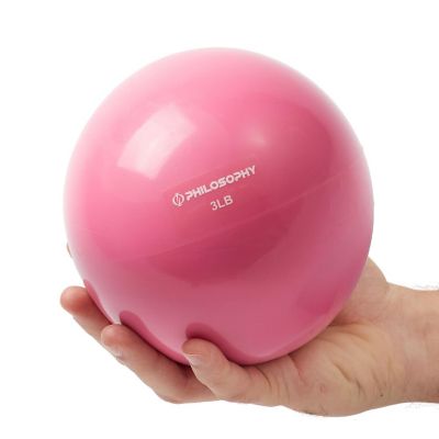 Philosophy Gym Toning Ball, 3 LB, Pink - Soft Weighted Mini Medicine Ball Image 1