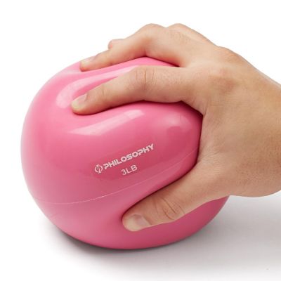 Philosophy Gym Toning Ball, 3 LB, Pink - Soft Weighted Mini Medicine Ball Image 2