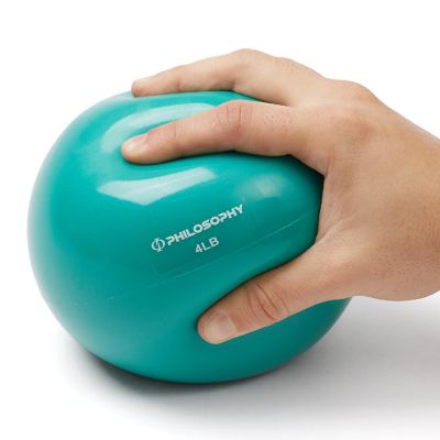 Philosophy Gym Toning Ball, 4 LB, Teal - Soft Weighted Mini Medicine Bal Image 2