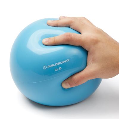 Philosophy Gym Toning Ball, 8 LB, Blue - Soft Weighted Mini Medicine Ball Image 2
