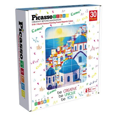 PICASSOTILES 30pc  Magnetic Puzzle Cubes World Famous Paintings w/ Free Frame Stand Image 1
