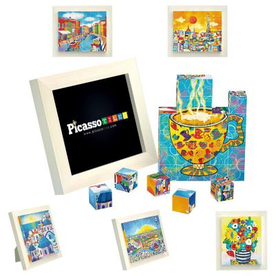 PICASSOTILES 30pc  Magnetic Puzzle Cubes World Famous Paintings w/ Free Frame Stand Image 2