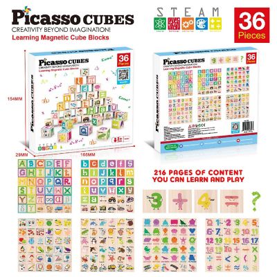 PicassoTiles 36 Piece Letter & Alphabet Magnetic Cubes Image 1