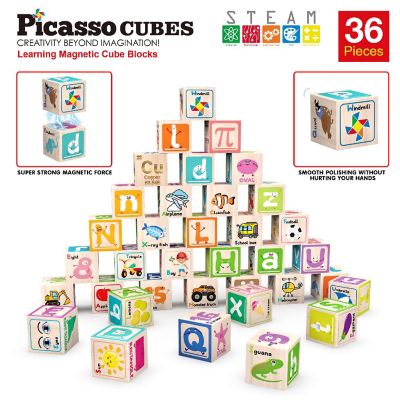 PicassoTiles 36 Piece Letter & Alphabet Magnetic Cubes Image 3
