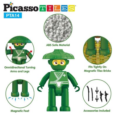 PicassoTiles 4 Piece Ninja Character Figure Set Image 3