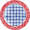 Picnic Paisley and Plaid Plate and Napkin Dinnerware Set, Serves 16 Image 1